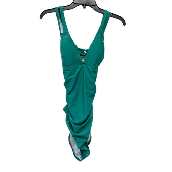 Cupshe Women's Ruched Cross Back One Piece Swimsuit Green Size Large - Picture 1 of 7